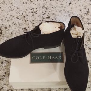 Cole Haan, black suede booties, women's 8
